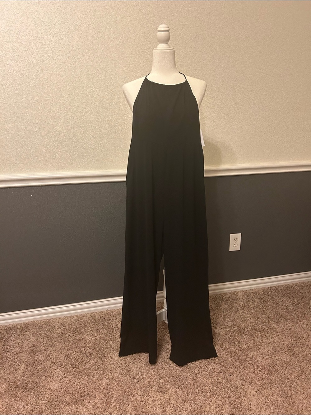 Nordstrom Black Halter Wide-Leg Jumpsuit